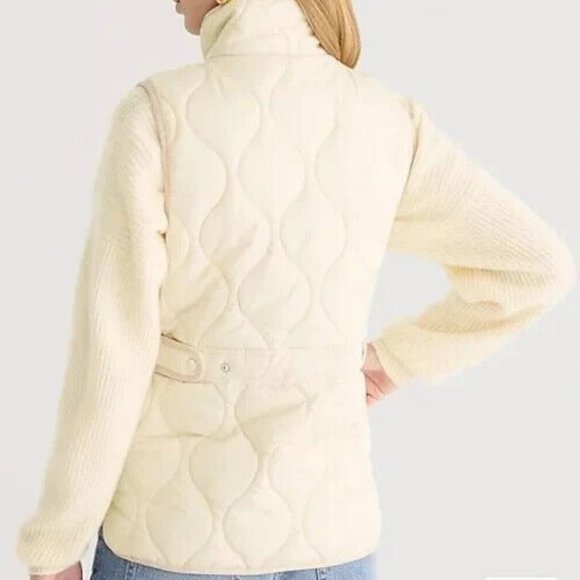 J. Crew Signature Puffer Quilted Zip Vest Women's Small Neutral Quiet Luxury - Picture 2 of 12